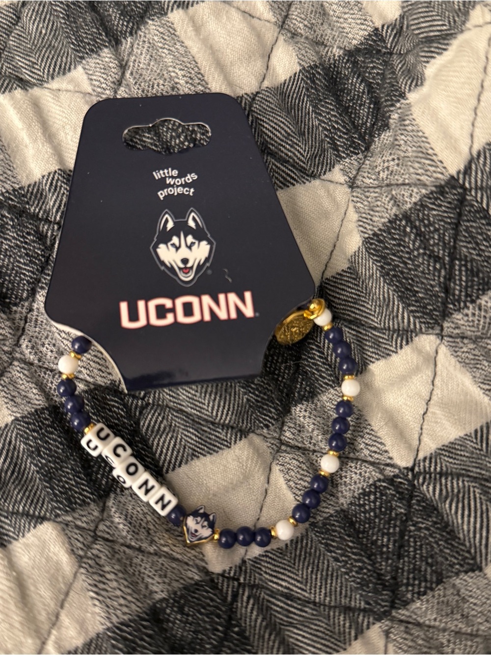 UConn Huskies Little Words Project Bracelet M/L NWT